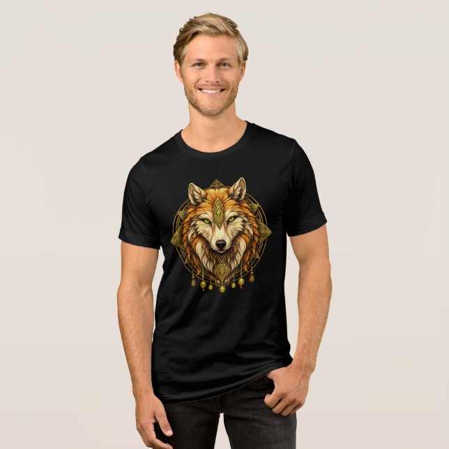 Viking Wolf Symbol Norse Mythology Nordic Wolf Tri-Blend Shirt (Front Full)