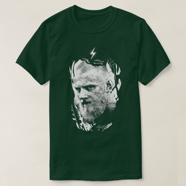 VIKINGS BJORN White on Black T-Shirt (Design Front)