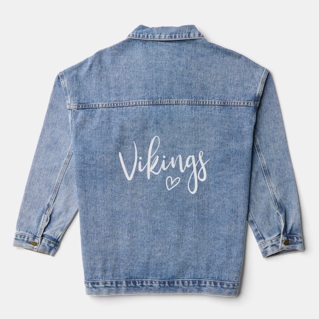 Vikings High School Vikings Sports Team Women's  Denim Jacket (Back)