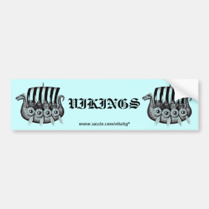 Vikings in Drekar black and white pen ink drawing Bumper Sticker