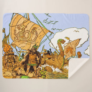 Vikings print sherpa blanket
