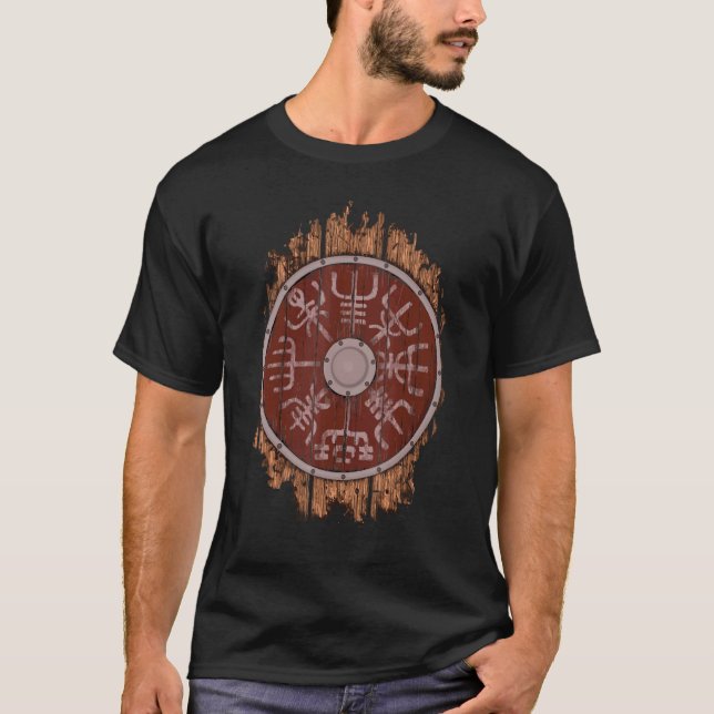 VIKINGS RISE Viking Vegvsir Norse Mythology Battle T-Shirt (Front)