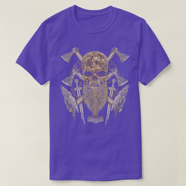 Vikings Rise Vikings Skull Beard Runes T-Shirt (Design Front)