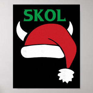 Vikings Santa Hat Christmas Pajama Cool Nordic Sca Poster