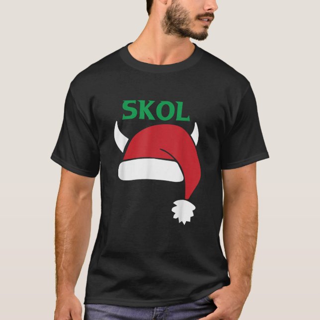 Vikings Santa Hat Christmas Pajama Cool Nordic Sca T-Shirt (Front)