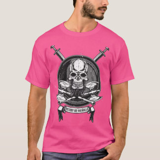 Vikings Skull Shieldmaiden with axes Victory or Va T-Shirt