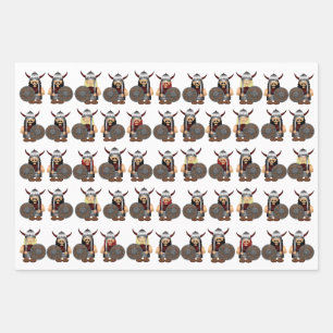Vikings Wrapping Paper Flat Sheet Set of 3