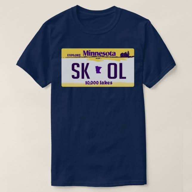 Vikings x27Skolx27 Minnesota License Plate T-Shirt (Design Front)