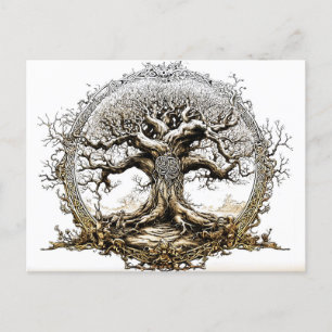 VikingSketch Pen Drawing of a Norse Yggdrasil tree Postcard