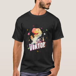 VIKTOR - Cute Boy Name with cute Dinosaur T-Shirt