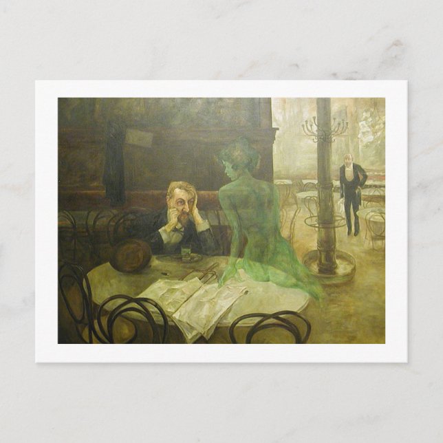 Viktor Oliva. Absinthe Drinker Postcard (Front)