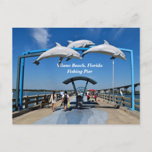 Vilano Beach Florida fishing pier Holiday Postcard