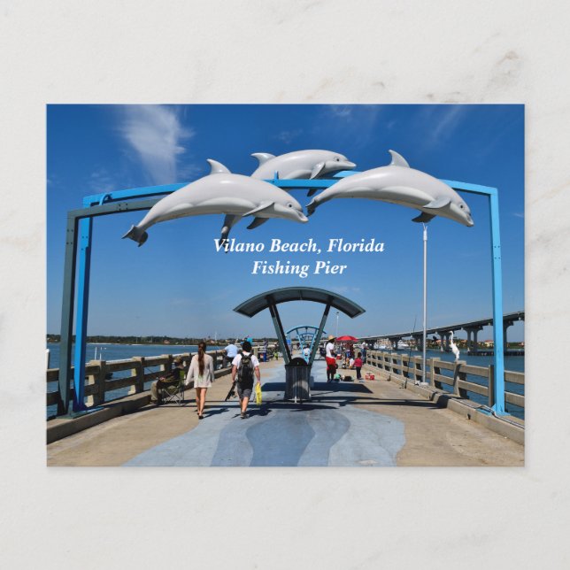 Vilano Beach Florida fishing pier Holiday Postcard (Front)