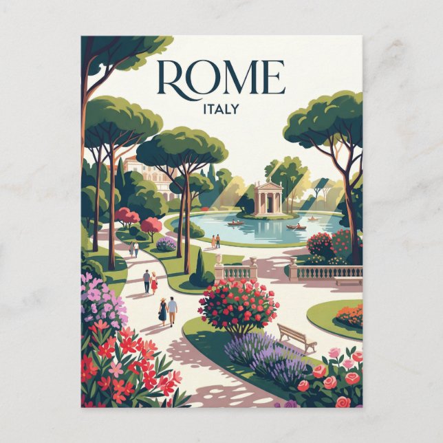 Villa Borghese Gardens Italy Postcard (Front)