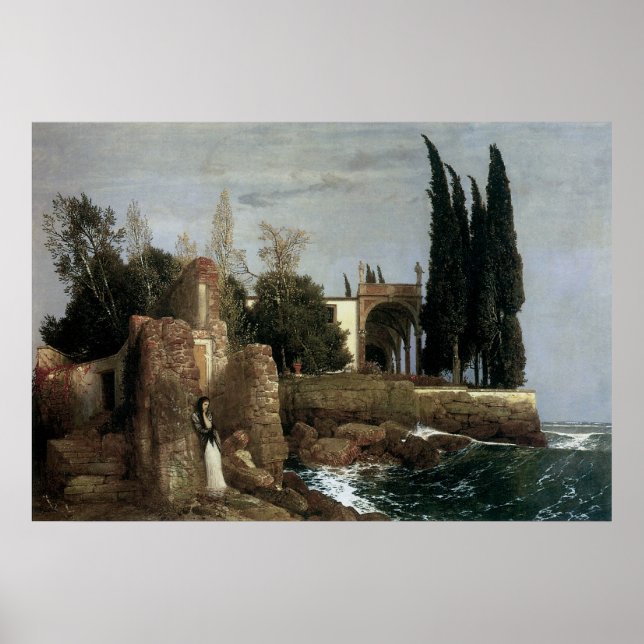 Villa By The Sea by Arnold Bocklin, Symbolism Art Poster (Front)