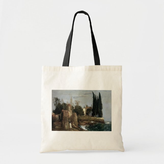 Villa By The Sea by Arnold Bocklin, Symbolism Art Tote Bag (Front)