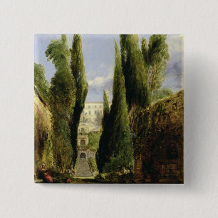 Villa D'Este, Tivoli (oil on canvas) 15 Cm Square Badge