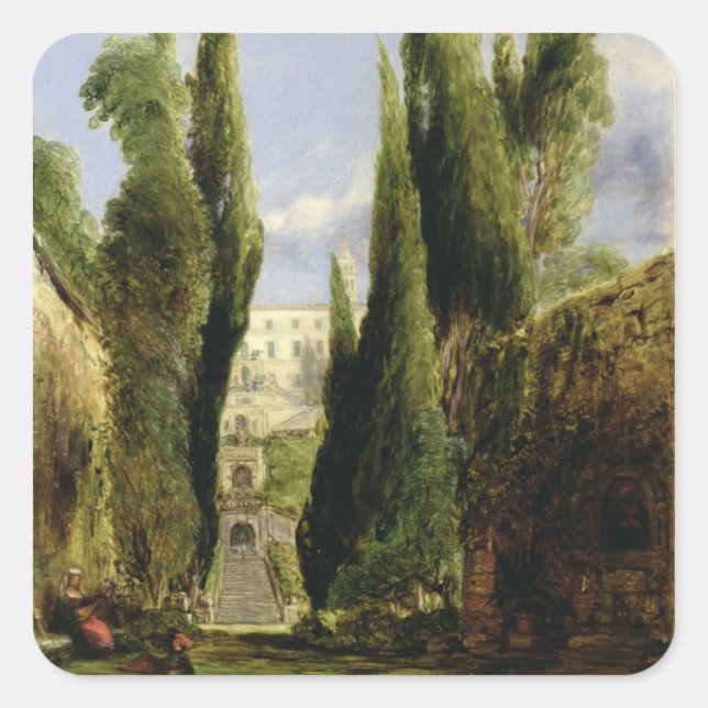 Villa D'Este, Tivoli (oil on canvas) Square Sticker (Front)