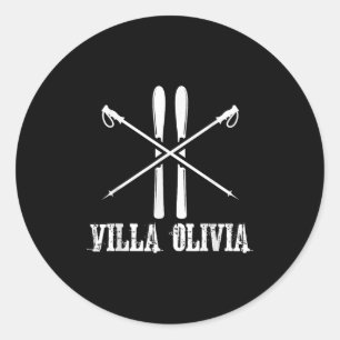 Villa Olivia Illinois Ski Skier Skiing Down Hill A Classic Round Sticker
