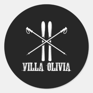 Villa Olivia Illinois Ski Skier Skiing Down Hill A Classic Round Sticker