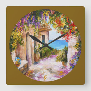 Villa on the Shore Fine Art Square Wall Clock