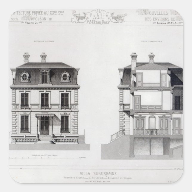 Villa Suburbaine, Premier Chasse at St. Cloud Square Sticker (Front)