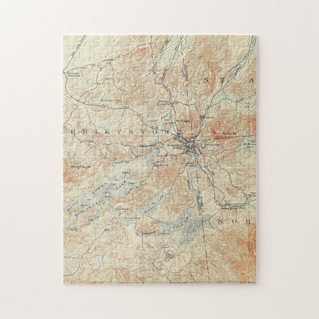 Village and area of Saranac Lake in Adirondacks Jigsaw Puzzle (Vertical)