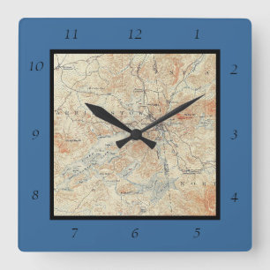 Village and area of Saranac Lake in Adirondacks Square Wall Clock