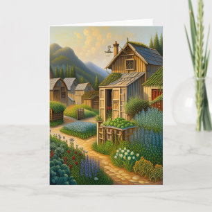 Village Art Greeting Card