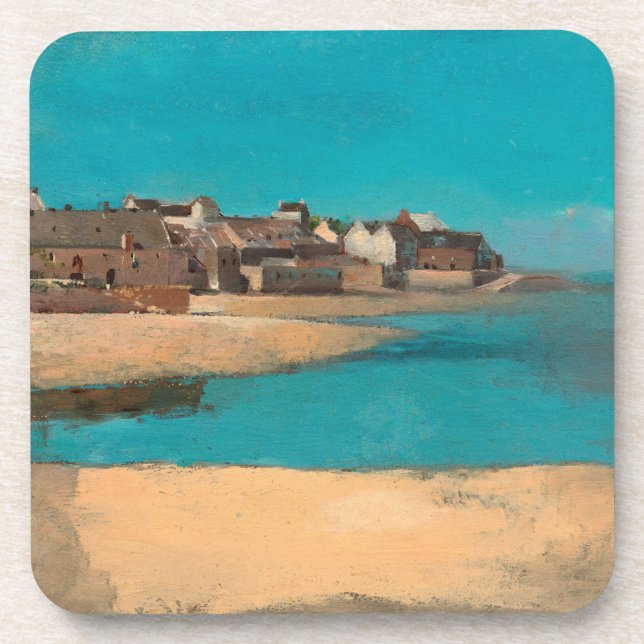 Village by the Sea in Brittany by Odilon Redon Coaster (Front)