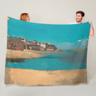 Village by the Sea in Brittany by Odilon Redon Fleece Blanket