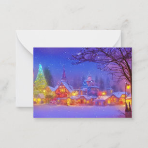 Village Christmas eve budget mini Christmas Card