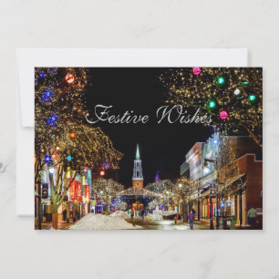 Village Church Christmas Carols Event Holiday Card