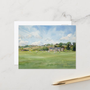 Village Cricket Under Yorkshire Skies Watercolour Postcard