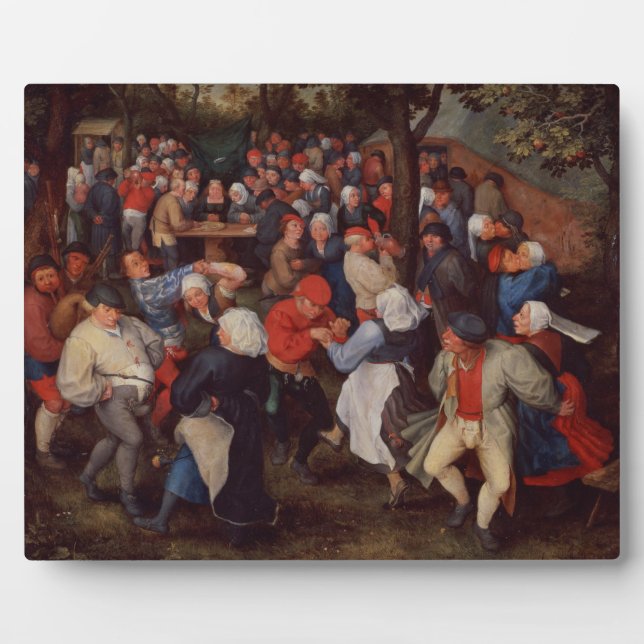 Village Dance (oil on panel) Plaque (Front)