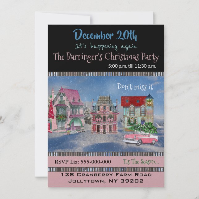 Village Get Together Christmas Party Invitation (Front)