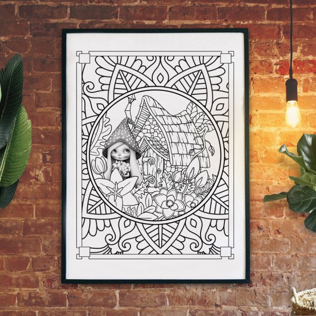 Village Gnome Mandala Adult Coloring Poster (Creator Uploaded)