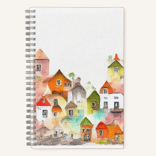 Village House Landscape Scenery Nature Watercolor Notebook