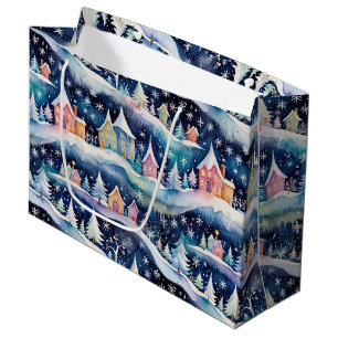 Village in a Snowstorm Holiday Large Gift Bag