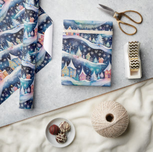 Village in a Snowstorm Holiday Wrapping Paper