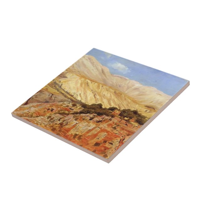 Village in Atlas Mountains, Morocco by Edwin Weeks Tile (Side)