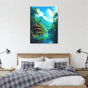 Village in Nature’s Embrace Canvas Print