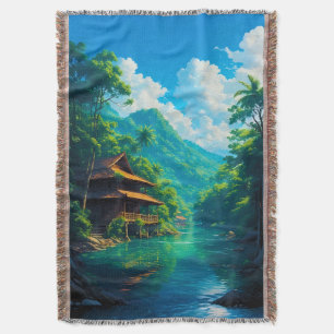 Village in Nature’s Embrace Throw Blanket