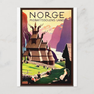 Village in Norway, North Europe, vintage travel Postcard