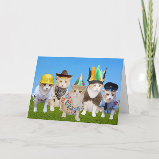 Village Kitties Funny Birthday Card (Front)