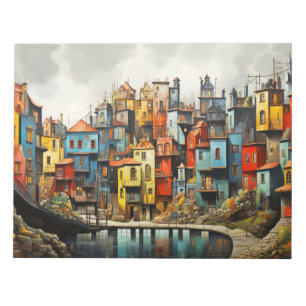 Village Landscape Concept Abstract Colourful Art Notepad