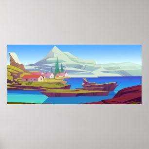 Village landscape  poster