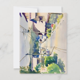 Village Main Street Watercolor Holiday Card