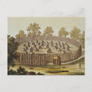 Village of an Indigenous Tribe in Florida, engrave Postcard