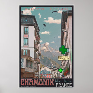 Village of Chamonix (black) Poster